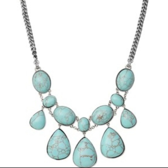 Fossil, Turquoise & Silvertone Necklace, NEW - Picture 3 of 4